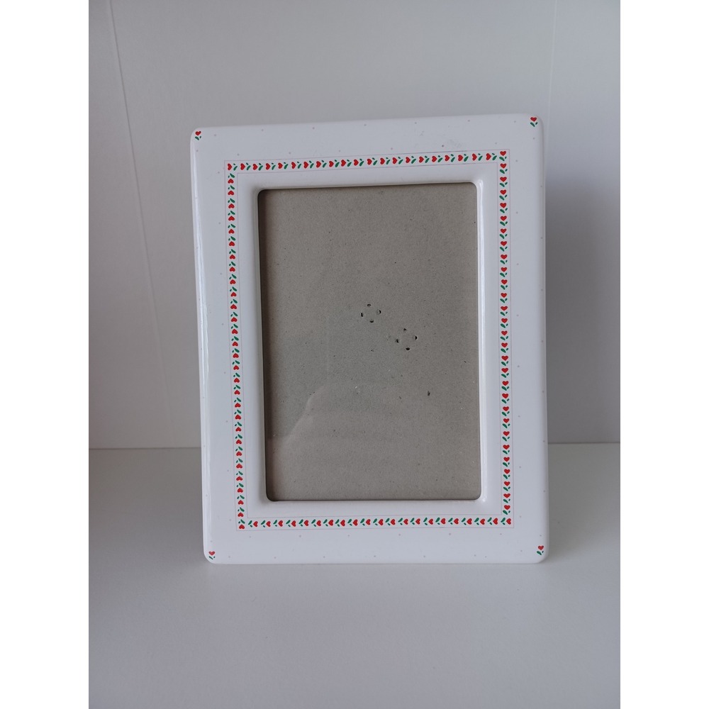 Vintage Terragrapics Picture Frame White With Heart Flowers 4x6" Home Decor